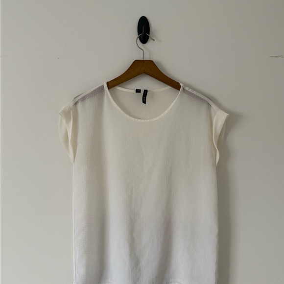 Mango White Chiffon Short Sleeve Shirt - Picture 1 of 4